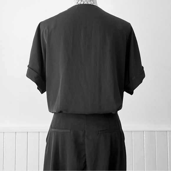 Zara Basic Black Plunge Neck Ankle Zip Harem Jumpsuit Size S - Picture 10 of 15